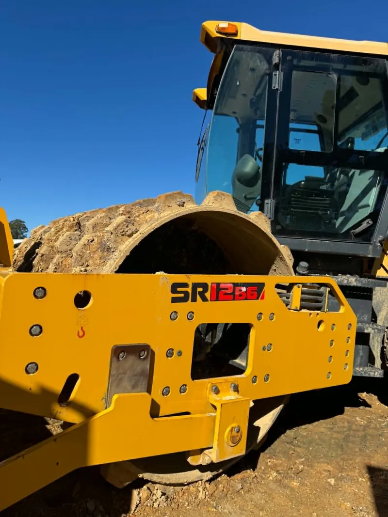 Yellow padfoot roller compacting subgrade