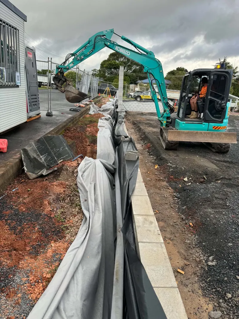 Subsoil drainage behind new kerb